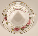 Vintage 1970s Royal Albert Flower of the Month Series November Chrysanthemum Pink Flowers Bone China Tea Cup & Saucer Set