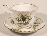 Vintage 1970s Royal Albert Flower of the Month Series January Snowdrops White Flowers Bone China Tea Cup & Saucer Set