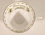 Vintage 1970s Royal Albert Flower of the Month Series January Snowdrops White Flowers Bone China Tea Cup & Saucer Set