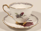 Vintage Royal Staffordshire Bone China "Roses To Remember" Red Flowers Tea Cup & Saucer Set