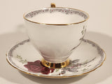 Vintage Royal Staffordshire Bone China "Roses To Remember" Red Flowers Tea Cup & Saucer Set