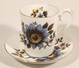 Vintage Royal Albert Bone China England Ascot Pink Yellow Blue Flowers Demitasse Tea Cup & Saucer Set