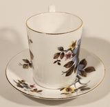 Vintage Royal Albert Bone China England Ascot Pink Yellow Blue Flowers Demitasse Tea Cup & Saucer Set