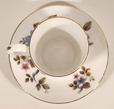 Vintage Royal Albert Bone China England Ascot Pink Yellow Blue Flowers Demitasse Tea Cup & Saucer Set