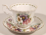 Vintage 1970s Royal Albert Flower of the Month Series October Cosmos Pink and Purple Flowers Bone China Tea Cup & Saucer Set