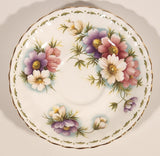 Vintage 1970s Royal Albert Flower of the Month Series October Cosmos Pink and Purple Flowers Bone China Tea Cup & Saucer Set