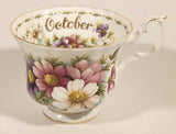 Vintage 1970s Royal Albert Flower of the Month Series October Cosmos Pink and Purple Flowers Bone China Tea Cup & Saucer Set