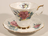 Vintage Royal Albert Bone China Sweetheart Roses Series of Six "Elizabeth" Pink Flowers Tea Cup & Saucer Set
