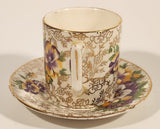 Vintage James Kent Ltd Longton 5022 Purple and Yellow Pansies Espresso Demitasse Cup and Saucer Set Made in England