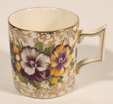 Vintage James Kent Ltd Longton 5022 Purple and Yellow Pansies Espresso Demitasse Cup and Saucer Set Made in England