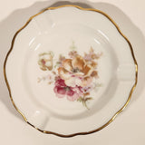 Vintage Gerold Porzellan Pink Wild Rose Flowers Gold Trimmed 5" Ash Tray Made in West Germany