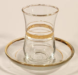 Turkish Gold Trimmed Tea Glass Cup And Saucer