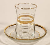 Turkish Gold Trimmed Tea Glass Cup And Saucer
