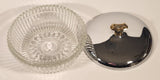 Vintage Ribbed Glass Candy Dish with Chrome Lid