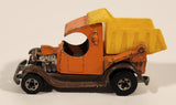 1980 Hot Wheels Dumpin' A Dump Truck Orange Die Cast Toy Car Vehicle