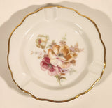 Vintage Gerold Porzellan Pink Wild Rose Flowers Gold Trimmed 5" Ash Tray Made in West Germany