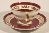 Vintage Grosvenor Red White Ornate Gold Leaf and Berry Garland Pattern Tea Cup & Saucer Set