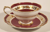 Vintage Grosvenor Red White Ornate Gold Leaf and Berry Garland Pattern Tea Cup & Saucer Set