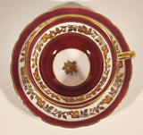 Vintage Grosvenor Red White Ornate Gold Leaf and Berry Garland Pattern Tea Cup & Saucer Set