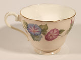 Rare Color Vintage Aynsley Bone China England Pink and Blue Morning Glories Flowers Light Pink Gold Trim Tea Cup & Saucer Set