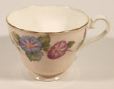 Rare Color Vintage Aynsley Bone China England Pink and Blue Morning Glories Flowers Light Pink Gold Trim Tea Cup & Saucer Set
