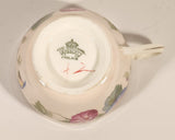 Rare Color Vintage Aynsley Bone China England Pink and Blue Morning Glories Flowers Light Pink Gold Trim Tea Cup & Saucer Set