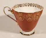 Vintage Royal Standard Fine Bone China England Red Pink and White Ornate Gold Pattern Tea Cup & Saucer Set