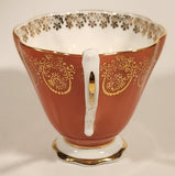 Vintage Royal Standard Fine Bone China England Red Pink and White Ornate Gold Pattern Tea Cup & Saucer Set