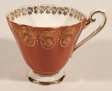 Vintage Royal Standard Fine Bone China England Red Pink and White Ornate Gold Pattern Tea Cup & Saucer Set