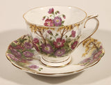 Vintage Royal Albert Bone China England Wild Geranium Purple and Pink Rose Flowers Tea Cup & Saucer Set
