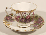 Vintage Royal Albert Bone China England Wild Geranium Purple and Pink Rose Flowers Tea Cup & Saucer Set