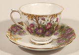 Vintage Royal Albert Bone China England Wild Geranium Purple and Pink Rose Flowers Tea Cup & Saucer Set