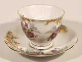 Vintage Royal Albert Bone China England Wild Geranium Purple and Pink Rose Flowers Tea Cup & Saucer Set