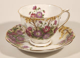Vintage Royal Albert Bone China England Wild Geranium Purple and Pink Rose Flowers Tea Cup & Saucer Set