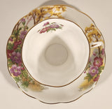 Vintage Royal Albert Bone China England Wild Geranium Purple and Pink Rose Flowers Tea Cup & Saucer Set
