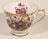 Vintage Royal Albert Bone China England Wild Geranium Purple and Pink Rose Flowers Tea Cup & Saucer Set