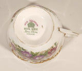 Vintage Royal Albert Bone China England Wild Geranium Purple and Pink Rose Flowers Tea Cup & Saucer Set