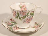 Vintage Royal Albert Bone China England Evesham Pink Flowers Tea Cup & Saucer Set