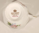 Vintage Royal Albert Bone China England Evesham Pink Flowers Tea Cup & Saucer Set