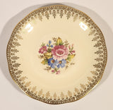 Vintage Queen Anne Fine Bone China England Pink and Blue Flowers Light Yellow Ornate Gold Trim Tea Cup & Saucer Set