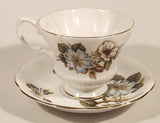 Vintage Royal Albert Bone China England Red Rose Buds with Light Blue and White Flowers Tea Cup & Saucer Set
