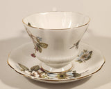 Vintage Royal Albert Bone China England Red Rose Buds with Light Blue and White Flowers Tea Cup & Saucer Set