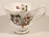 Vintage Royal Albert Bone China England Red Rose Buds with Light Blue and White Flowers Tea Cup & Saucer Set