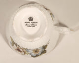 Vintage Royal Albert Bone China England Red Rose Buds with Light Blue and White Flowers Tea Cup & Saucer Set