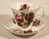 Vintage Royal Albert Bone China England Red and Pink Rose Flowers Tea Cup & Saucer Set
