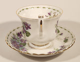 Vintage 1970s Royal Albert Flower of the Month Series February Violet Purple Flowers Bone China Tea Cup & Saucer Set