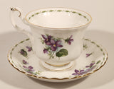 Vintage 1970s Royal Albert Flower of the Month Series February Violet Purple Flowers Bone China Tea Cup & Saucer Set