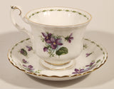 Vintage 1970s Royal Albert Flower of the Month Series February Violet Purple Flowers Bone China Tea Cup & Saucer Set