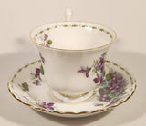 Vintage 1970s Royal Albert Flower of the Month Series February Violet Purple Flowers Bone China Tea Cup & Saucer Set