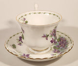 Vintage 1970s Royal Albert Flower of the Month Series February Violet Purple Flowers Bone China Tea Cup & Saucer Set